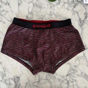Men's Red and Black Striped Trunk Briefs